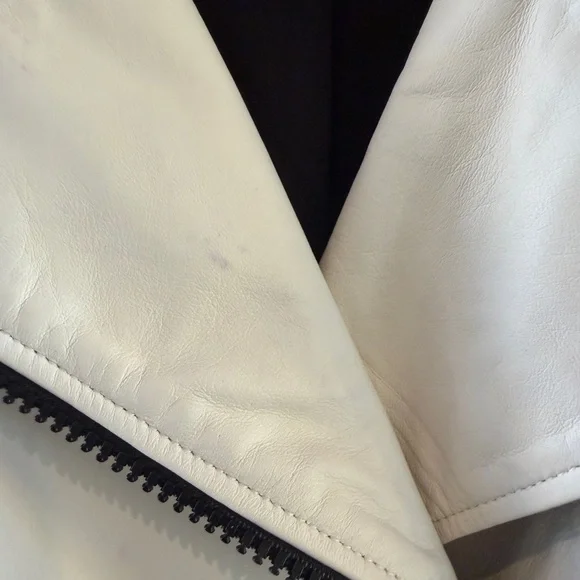 Marciano Women's White Leather Jacket with Black Accents Size Small - Picture 4 of 7